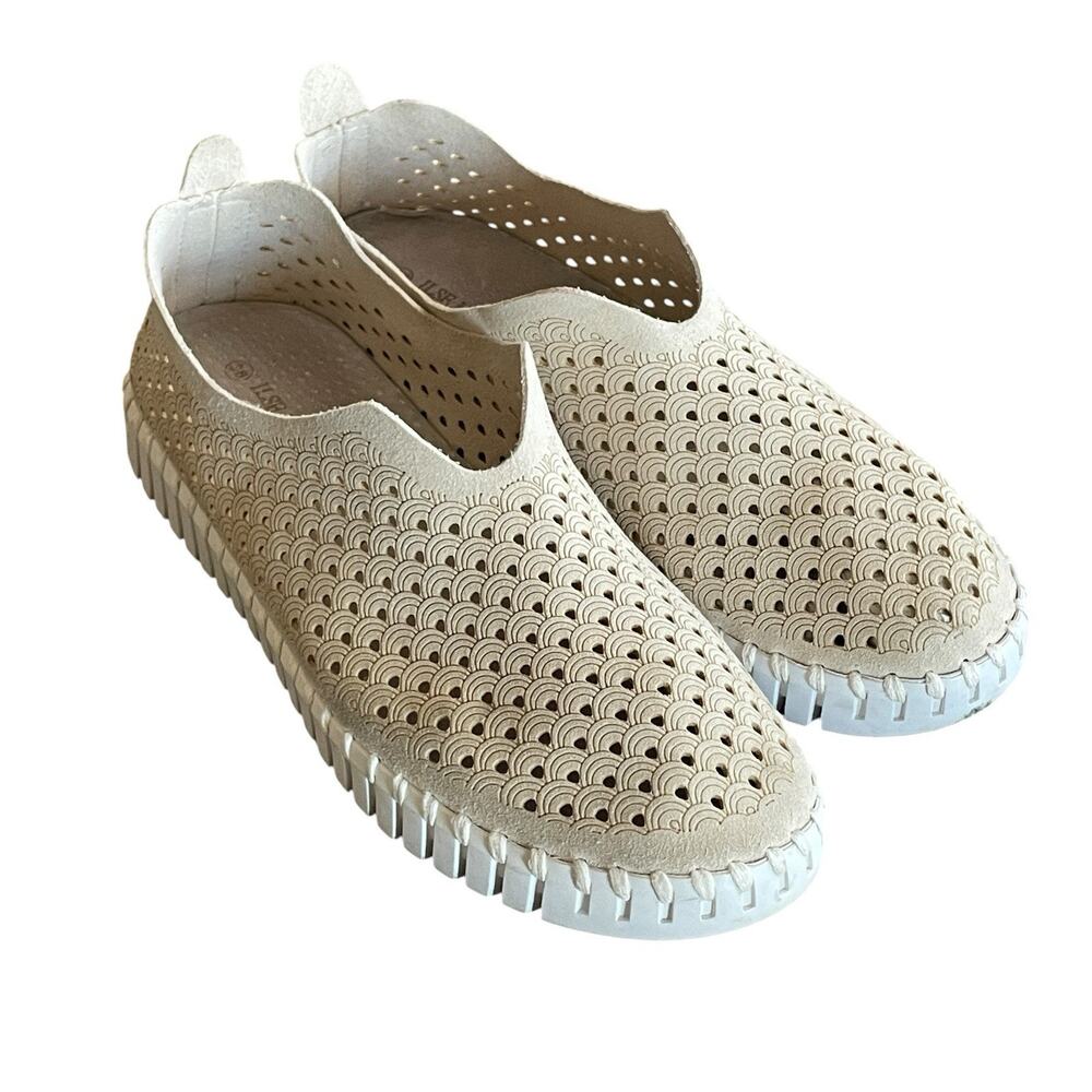 ILSE JACOBSEN HORNBAEK Size EU 38/7.5-8 Beige Slip-On Flats Comfort Shoes Women